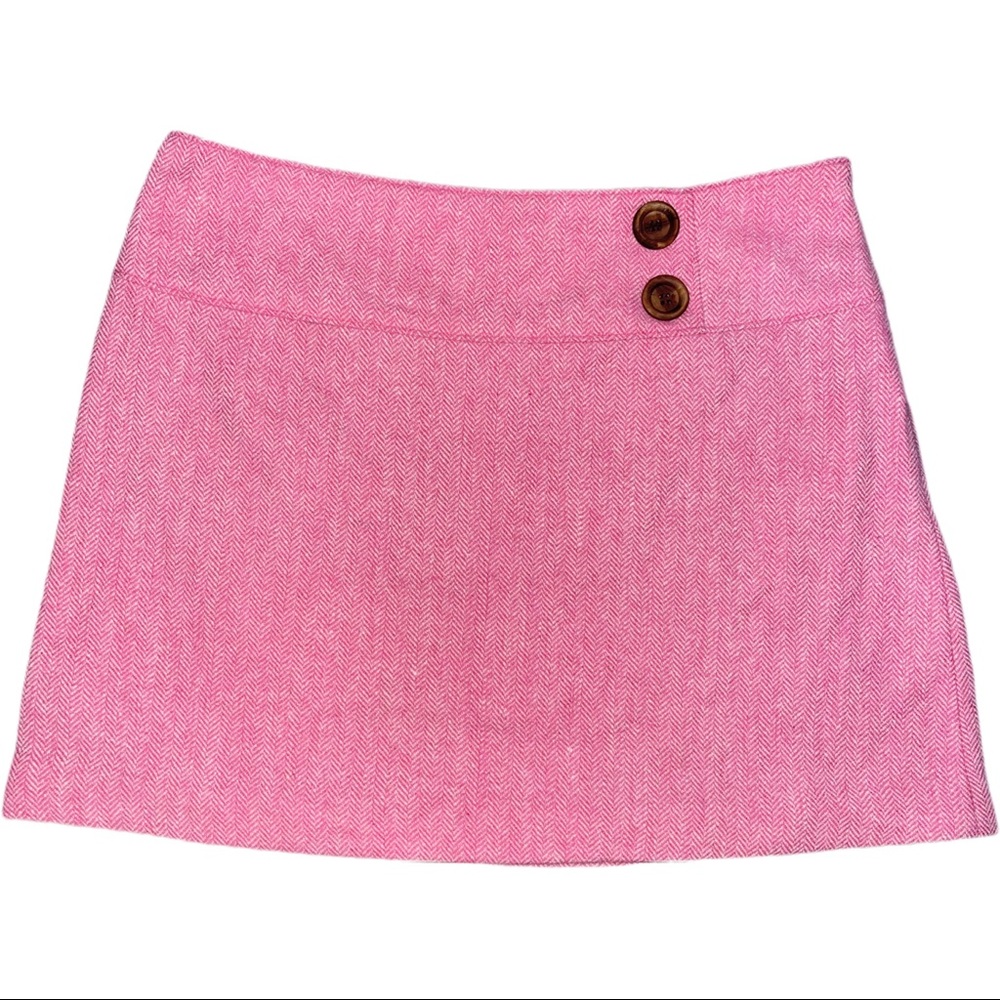Lilly Pulitzer Jillian Pink Herringbone Wool Blend Skirt Women’s Size 8